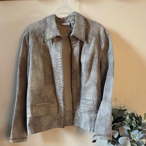 Chico's Platinum Detailed Sequined Blazer Size 3